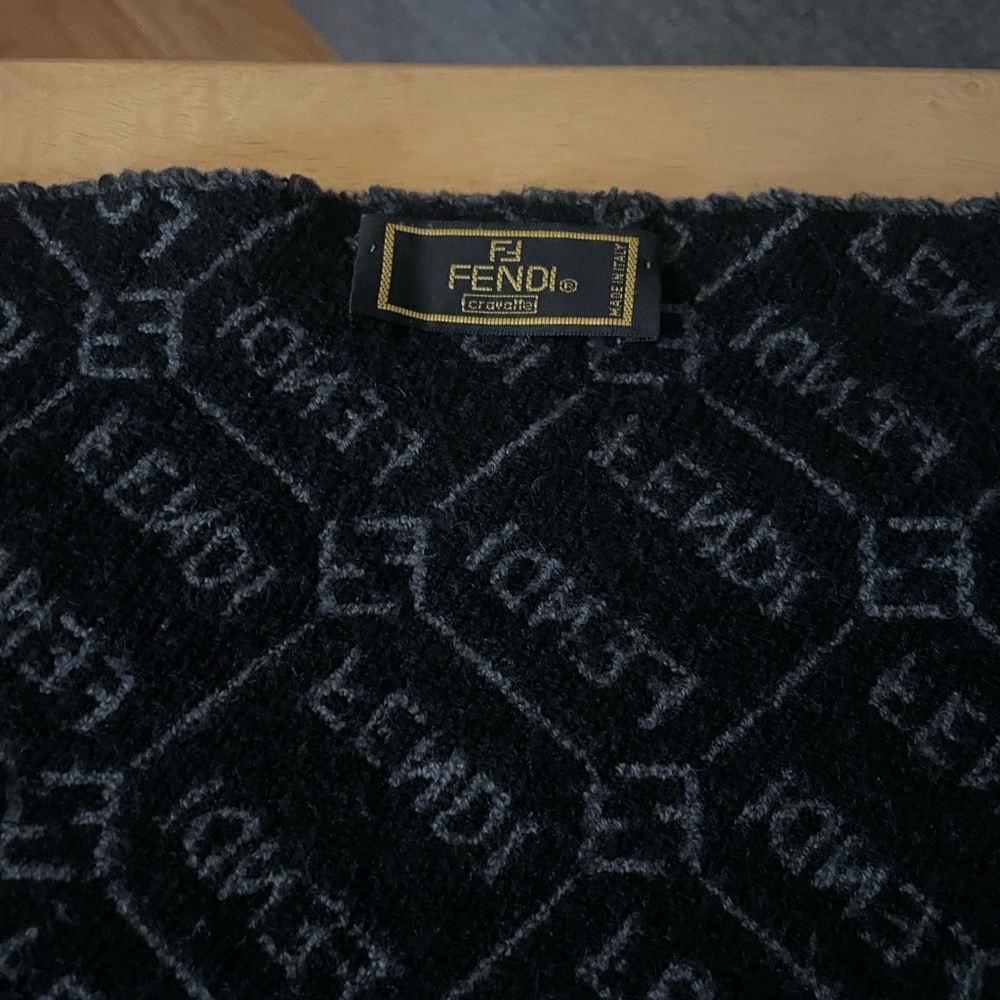 Fendi Charcoal and Slate Monogram Scarf - Picture 3 of 5